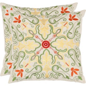 Ariel Pillow (Set of 2) - White/Multi - 18"X18" - Safavieh - 1 of 3