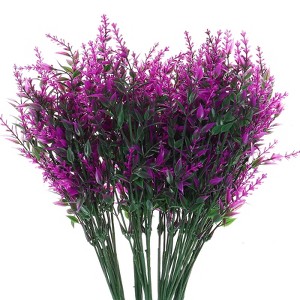 Unique Bargains Artificial Plastic Lavender Flowers Shrubs for Indoor Outdoor - 1 of 4