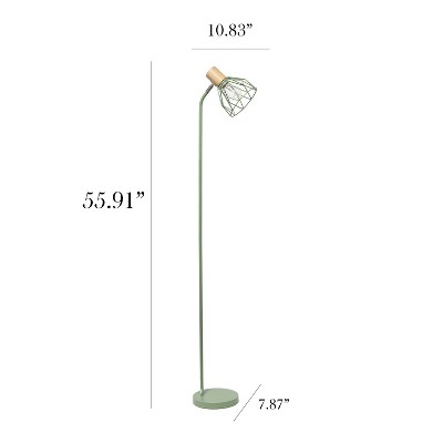 Gray Adjustable Industrial Farmhouse Floor Lamp with Wire Cage Shade