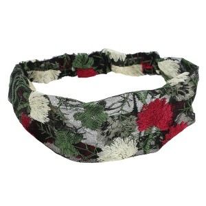 Unique Bargains Women's Floral Embroidery Lace Wide Headband 1 Pc - 1 of 4