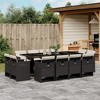 vidaXL Patio Dining Set with Cushions - 13-Piece Black Poly Rattan Outdoor Furniture with Glass Tabletop for Garden, Backyard, Patio, Deck - 2 of 4