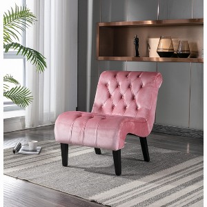 NicBex Modern Ergonomic Accent Chair, Velvet Fabric Recliner Chair with Back and Wood Legs for Living Room, Bedroom - 1 of 4