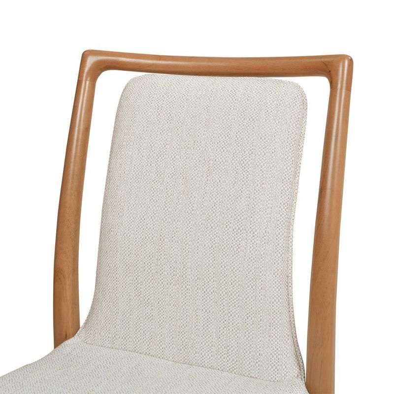 Jennifer Taylor Home Scandi Upholstered Natural Light Brown Wood Dining Chair, Set of 2, White Pepper Stain Resistant High Performance Polyester, 4 of 6
