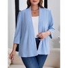 Clearlove Womens Plus Size Cardigan Casual 3/4 Sleeve Waffle Knit Duster Open Front Tops - 3 of 4
