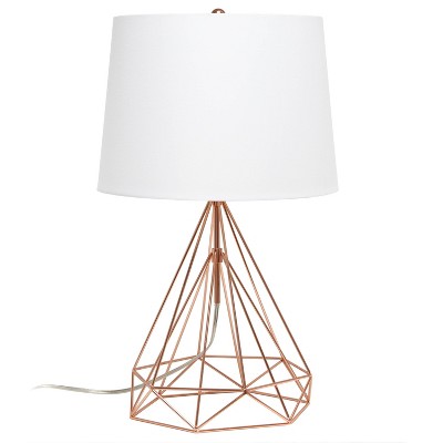Geometric Wired Table Lamp with Fabric Shade Rose Gold - Lalia Home