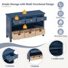 NicBex 3 Drawer Console Table with 1 Open Shelf,Entryway Table with 3 Water Hyacinth Woven Baskets,Modern Couch Table for Living Room,Navy - 4 of 4