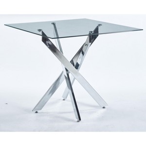 Dexmalle Modern Space Saving Dining Table with cross metal leg and tempered glass - 1 of 4