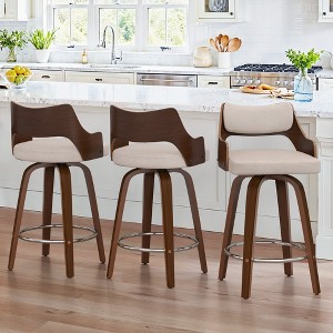 Arceso 26" Swivel Counter Height Bar Stools,Mid-Century Wooden Barstools with Backs for Kitchen Restaurant - 1 of 4