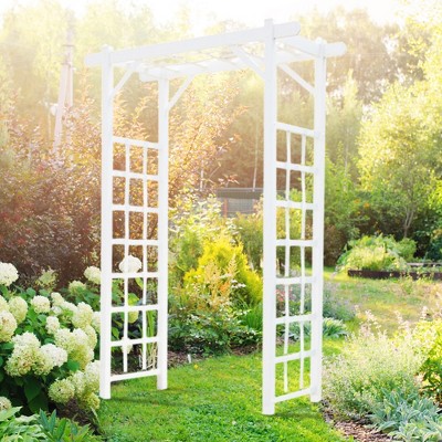 White Vinyl Garden Arbor with Lattice Sides
