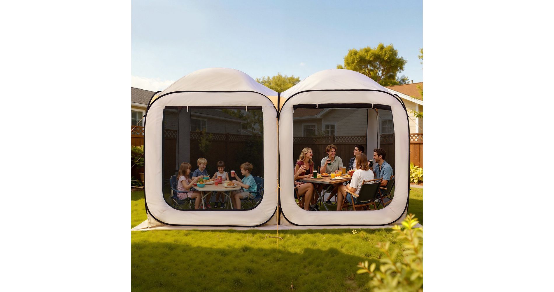 Pop Up Screen House Tent for 10, Screen Room Canopy, 360° Mosquito Mesh, Waterproof Oxford Top, Camping