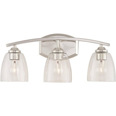 360 Lighting Modern Wall Light Polished Nickel Hardwired 22" Wide 3-Light Fixture Clear Glass for Bathroom Vanity