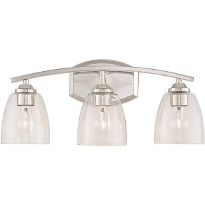 360 Lighting Richter Modern Wall Light Polished Nickel Hardwire 22" 3-Light Fixture Clear Glass Shade for Bedroom Bathroom Vanity Reading Living Room - 1 of 4