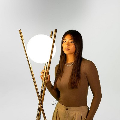 Solstice Gold Glass Globe Floor Lamp with Adjustable LED Light
