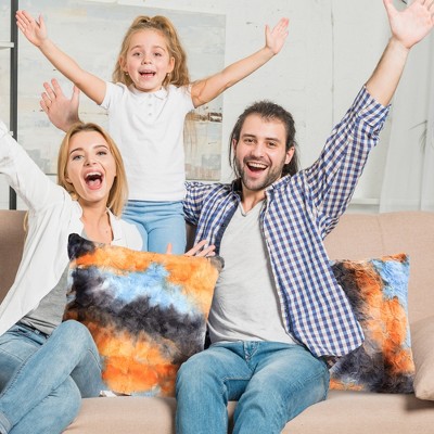 Multicolored Faux Fur 18" x 18" Throw Pillow Set