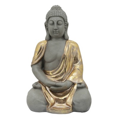 25" Resin Meditating Buddha Outdoor Figurine - Gray - Sagebrook Home