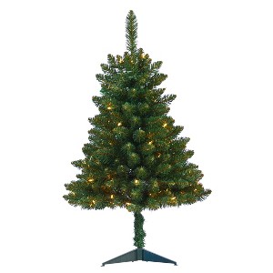 Nearly Natural 3-ft Northern Rocky Spruce Artificial Christmas Tree with 50 Clear Lights and 154 Bendable Branches - 1 of 4