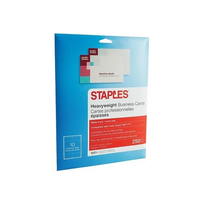 Staples Inkjet Business Cards 2" x 3 1/2" Matte Ivory 250/Cards 12527