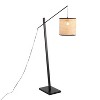 Arturo Contemporary Floor Lamp in Black Wood and Black Steel with Rattan Shade by LumiSource - 2 of 4