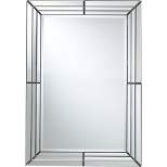 Possini Euro Design Rectangular Vanity Decorative Wall Mirror Modern Beveled Edge Clear Mirrored Tiles Frame 27" Wide for Bathroom Bedroom Living Room