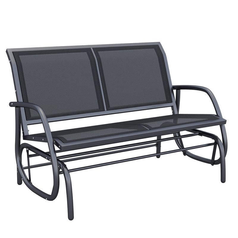 Outsunny 2-Person Outdoor Glider Bench, Patio Double Swing Rocking Chair Loveseat w/Powder Coated Steel Frame for Backyard Garden, 1 of 12