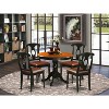 5-Piece Round Black Finish Solid Wood Top Dining table with 4-Chairs with - 2 of 4