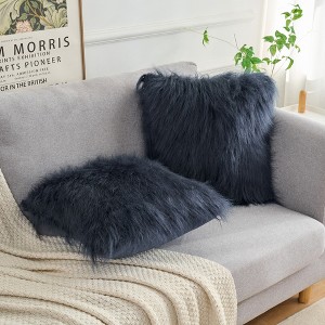 Unique Bargains Plush Decorative Solid Throw Modern Bedroom Pillow Covers 2 Pcs - 1 of 4