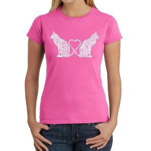 LA Pop Art Cat Tail Hearts - Women's Word Art T-Shirt - 1 of 4