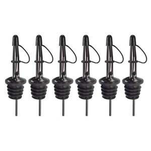 Unique Bargains Stainless Steel Leakproof Odorless Liquor Pourers with Rubber Dust Caps 6 Pcs - 1 of 4