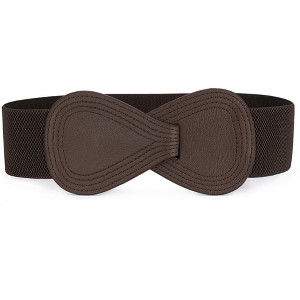 INSPIRE CHIC Women's Interlock 8-shaped Faux Leather Buckle Elastic Belt 1 Pc - 1 of 4