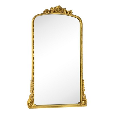 Cummons Baroque Ornate Resin Arched Framed Wall Mounted Bathroom Vanity Mirror