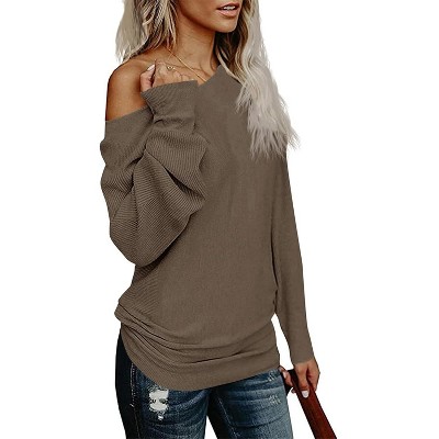 Imily Bela Off The Shoulder Sweater Oversized Knit Long Sleeve Tunic Top For Women