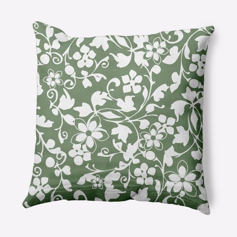 Sage Green Floral Pillow, Sage Green Throw Pillow 20x20, Neutral