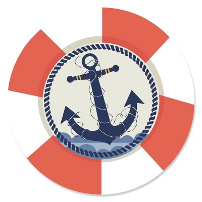 Big Dot of Happiness Ahoy - Nautical - Party Circle Sticker Labels - 24 Count