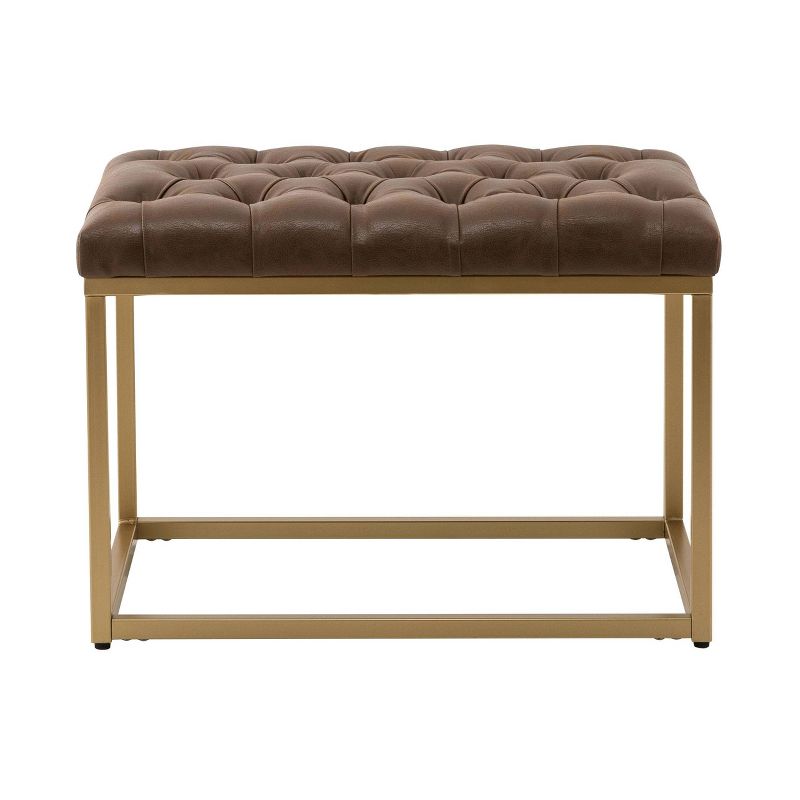 24" Button Tufted Metal Ottoman - WOVENBYRD, 1 of 11