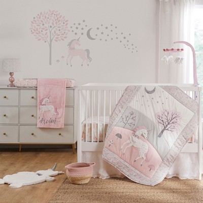 Pink and Gray Unicorn Nursery Wall Decal