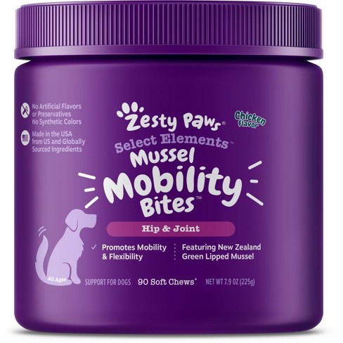 Zesty Paws Select Essentials Green Lipped Mussel Supplement Bites ...