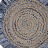 4' Beige And Blue Abstract Geometric Hand Woven Round Rug - 4 of 4