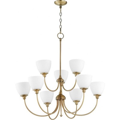 Quorum Lighting Celeste 9-Light Chandelier, Aged Brass, 32 Width, 33.5 Height, 9 Bulbs, Dry Rated