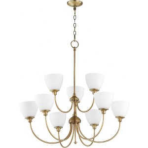 Quorum Lighting Celeste 9-Light Chandelier, Aged Brass, 32 Width, 33.5 Height, 9 Bulbs, Dry Rated - 1 of 1
