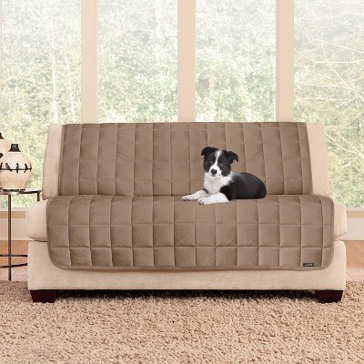 Sable Quilted Velvet Armless Loveseat Furniture Cover
