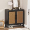 COMHOMA 2 Storage Cabinet with Rattan Doors, Free Standing Buffet Cabinet, Black - 3 of 4