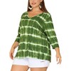 Agnes Orinda Women's Plus Size Tie Dye 3/4 Sleeve Side Slit V Neck Trendy Spring Tops - 2 of 4