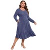 Coolmee Women's Plus Size Dresses Round Neck Long Sleeve Casual Midi Dress with Pockets - 2 of 4