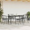 vidaXL 5 Piece Patio Furniture Set - Black Poly Rattan Dining Chairs with Cushions & Tempered Glass Patio Table - Outdoor Garden Set - 3 of 4