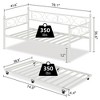 Jojoka Daybed with Trundle Bed, Twin Size Metal Day Bed with Floral - 3 of 4