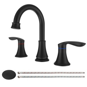ChicFurnit Bathroom Sink Faucet 2 Handle Widespread with 360 Swivel Spout for Bathroom, Black, 13.78"*11.42"*3.94" - 1 of 4