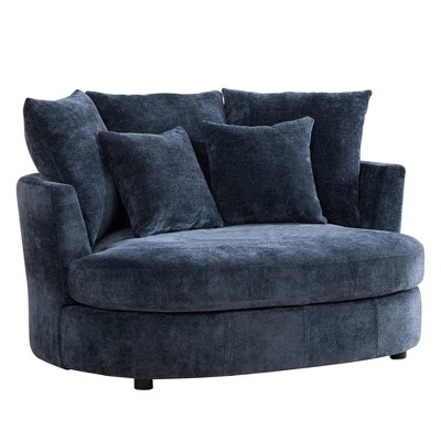Hrinhom 55.1" W Accent Barrel Chair,Modern Oversized Sofa Chair with 5 Pillows