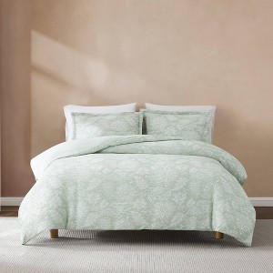 Lush Décor Floral Jacobean Gauze Jacquard Duvet Cover Green - 1 of 4