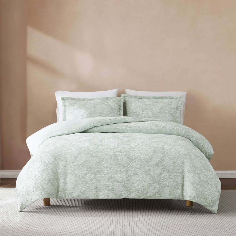Lush Décor King Floral Jacobean Gauze Jacquard Duvet Cover Green