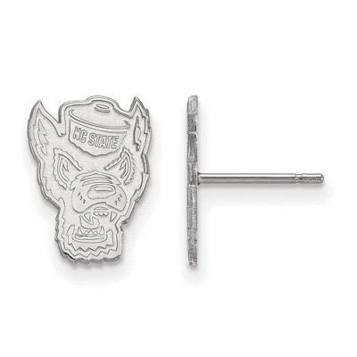 Black Bow Jewelry 14k White Gold North Carolina State Wolfpack NCAA Post Earrings